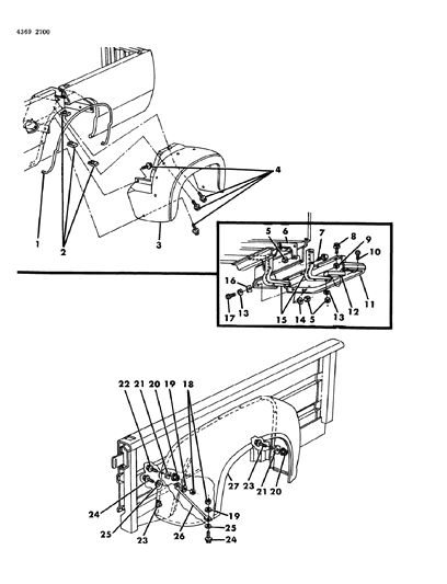 1984 Dodge D250 Rear Fender & Running Board Diagram