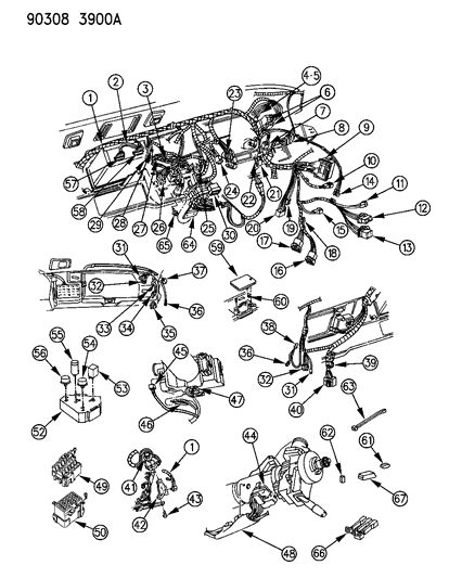 1990 Dodge Ram Wagon Wiring - Instrument Panel Diagram