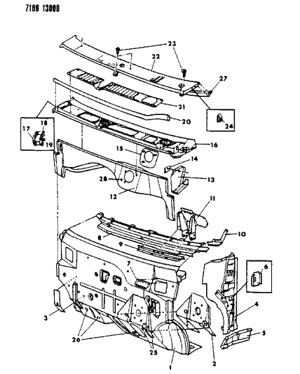 1987 Dodge Grand Caravan Cowl & Dash Panel Diagram