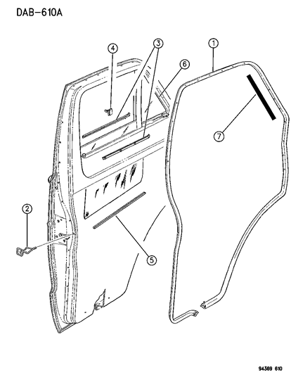 1995 Dodge Ram Van Door, Front Weatherstrips & Seal Diagram