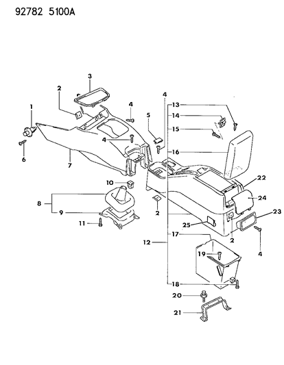 1994 Dodge Colt Clip Trunk Room Trim Diagram for MB779749