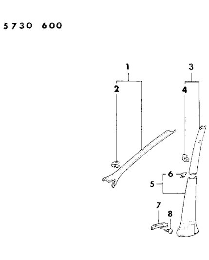 1986 Dodge Colt A And B Pillar Trim Diagram