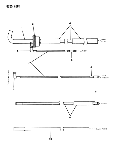 1986 Dodge Charger Vapor Canister Hose Harness Diagram 3