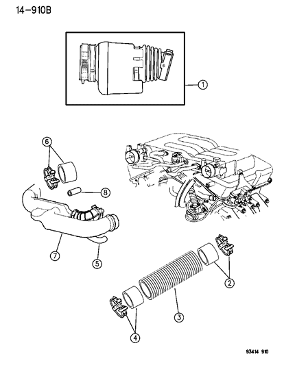 1994 Dodge Intrepid Fresh Air Intake Hose & Plenum Diagram