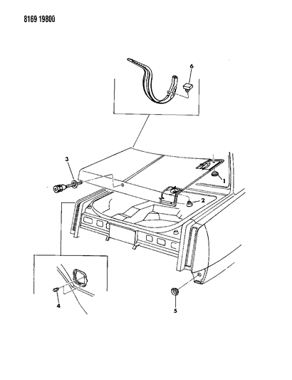 1988 Chrysler Fifth Avenue Bumpers & Plugs Deck Lid Diagram