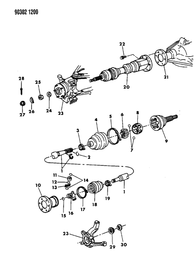 1990 Dodge Dakota Axle Shaft Diagram for R2073976AC