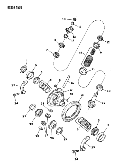1990 Dodge W250 Differential - Front Axle Diagram 1