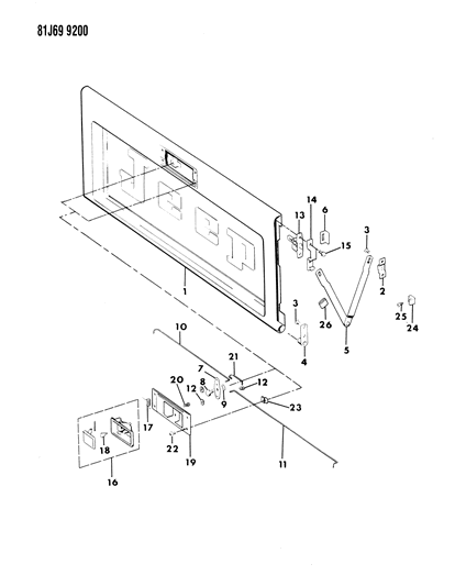 1985 Jeep J10 Tailgate, Latch And Hinges Diagram 2