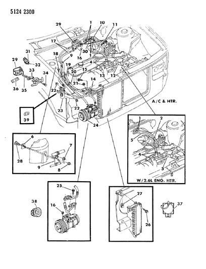 1985 Dodge Caravan Plumbing - A/C & Heater Diagram