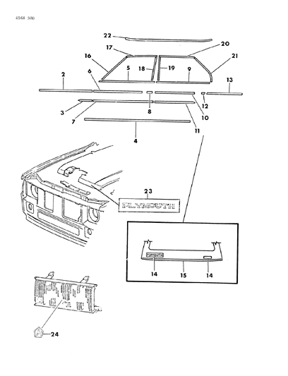 1984 Dodge Omni Mouldings & Ornamentation - Exterior View Diagram 3