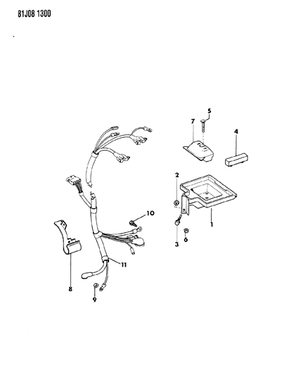 1985 Jeep Cherokee Battery Trays & Cables Diagram