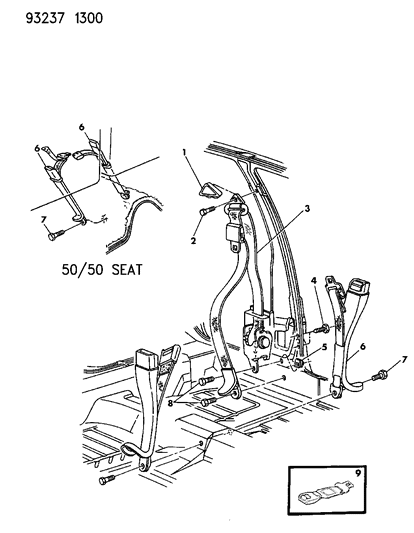 1993 Chrysler New Yorker Fifth Avenue Belt - Front Seat Diagram
