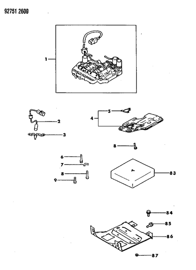 1993 Dodge Ram 50 Valve Body & Components Diagram 1