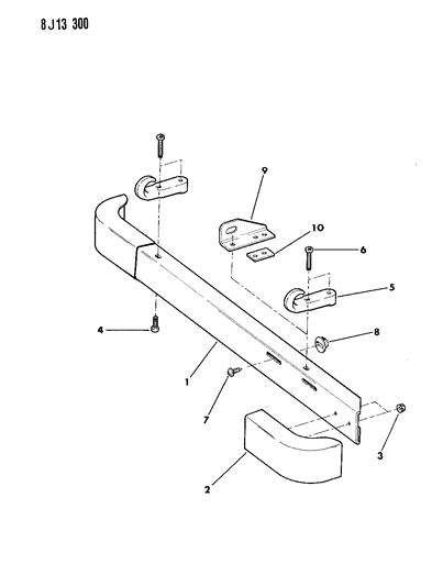 1989 Jeep Wrangler Bumper, Front Diagram