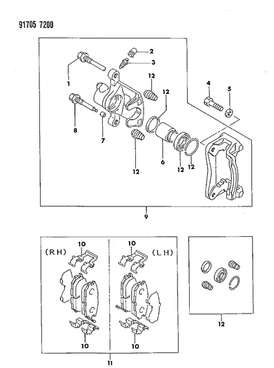 1991 Dodge Stealth Brake, Rear Diagram 2