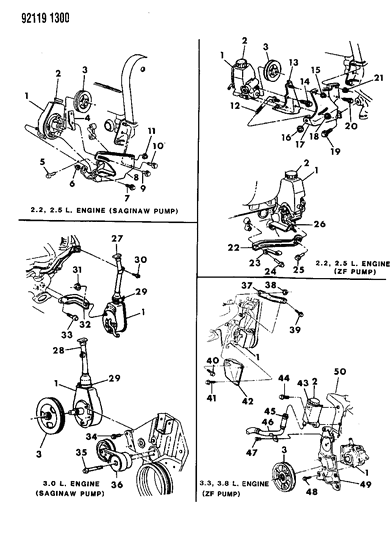 1992 Dodge Daytona Pump Assembly & Attaching Parts Diagram