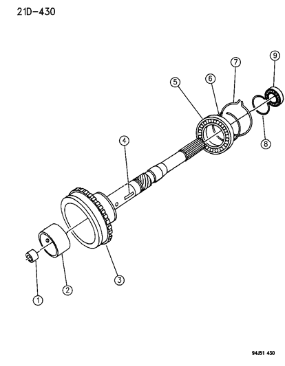 1995 Jeep Grand Cherokee Output Shaft - Automatic Transmission Diagram 2