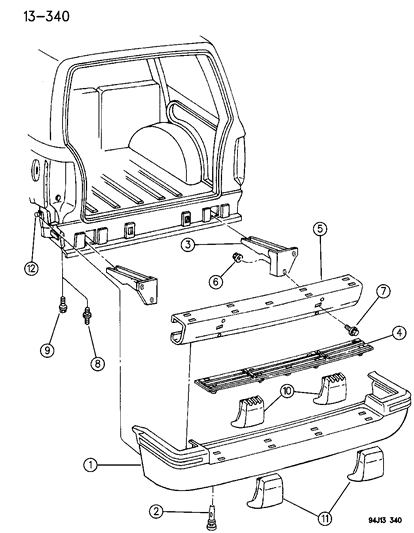 1996 Jeep Grand Cherokee ABSORBER-Rear FASCIA Limited Diagram for 55255128