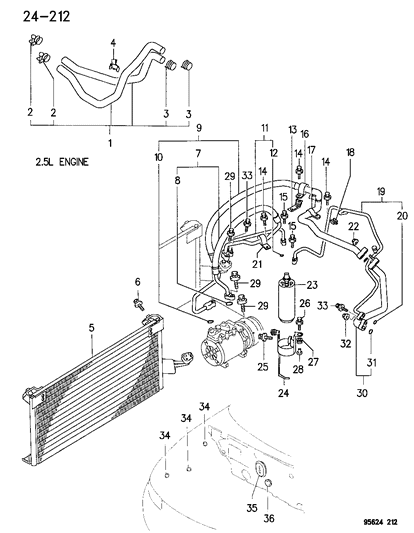 1995 Dodge Avenger Condenser Assembly , Air Conditioning Diagram for MR148182