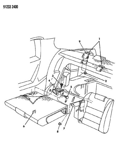 1991 Chrysler LeBaron GTC Rear Fold Down Seat Diagram