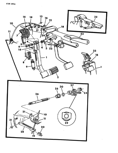 1984 Chrysler Laser Clutch Pedal & Linkage Diagram