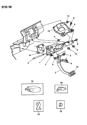 1992 Dodge Shadow Brake Pedal Diagram