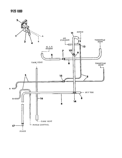 1989 Chrysler LeBaron Emission Hose Harness Diagram 5