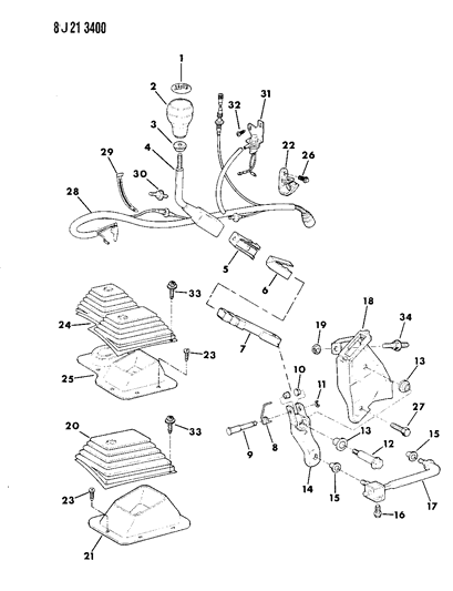 1990 Jeep Wrangler Harness-Vacuum Control T/C & Axle Diagram for 53002033