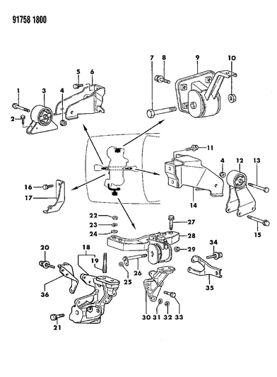 1991 Dodge Colt Bolt-Catalytic Converter Diagram for MF244850