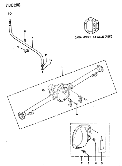 1986 Jeep Comanche Axle Housing, Rear Diagram 2