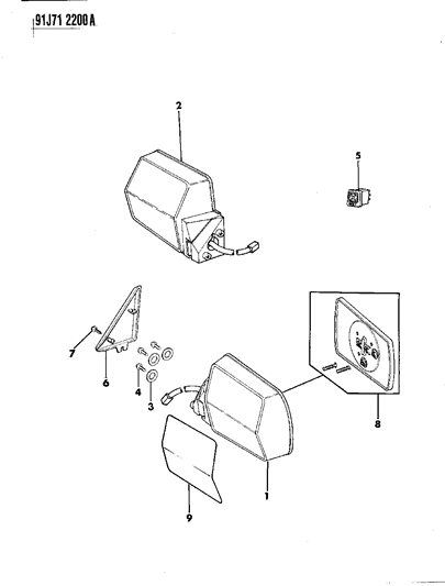 1991 Jeep Cherokee Power Door Mirror Diagram for 55075433