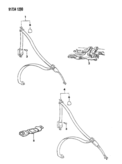 1991 Dodge Ram 50 Belt - Front Seat Diagram