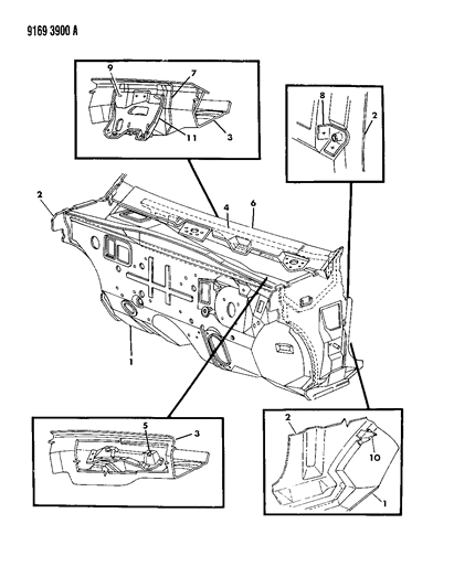 1989 Dodge Spirit Cowl & Dash Panel Diagram