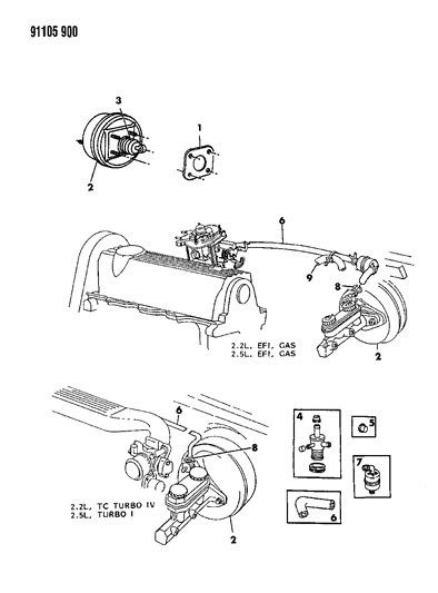 1991 Dodge Shadow Booster, Power Brake Diagram