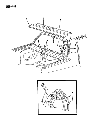 1989 Dodge Spirit Deck Lid Upper Panel Diagram