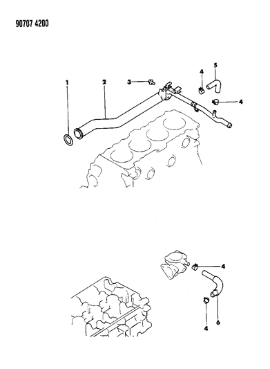 1990 Dodge Colt Water Hose & Pipe Diagram 1