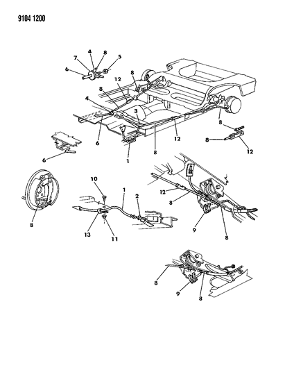 1989 Dodge Shadow Cable, Parking Brake Diagram