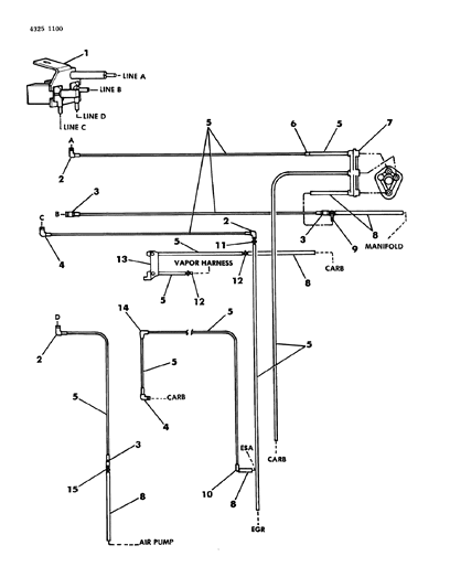 1984 Dodge Ram Van EGR Hose Harness Diagram 1