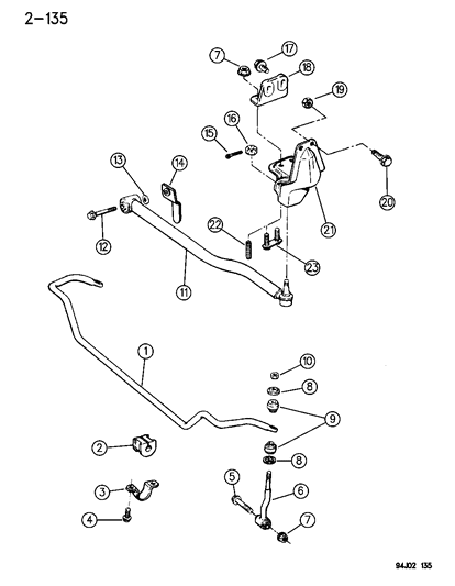 1996 Jeep Grand Cherokee Bar SWAY STABILIZER Front Diagram for 52005233