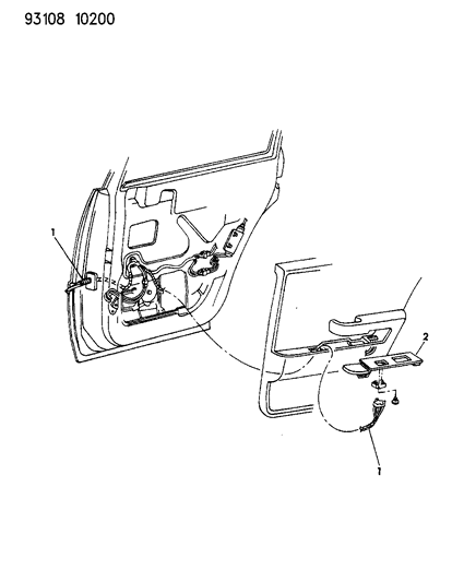 1993 Chrysler Imperial Wiring & Switches - Rear Door Diagram