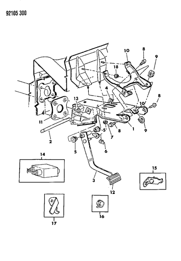 1992 Chrysler LeBaron GTC Brake Pedal Diagram