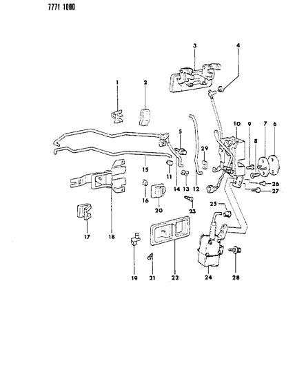 1987 Chrysler Conquest Door, Front Handles, Locks And Controls Diagram