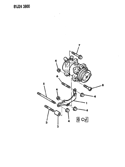 1984 Jeep Cherokee Compressor & Mounting Diagram 3