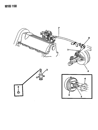 1990 Chrysler LeBaron GTC Booster, Power Brake Diagram