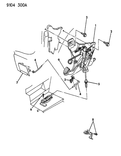 1989 Dodge Spirit Lever - Parking Brake Diagram