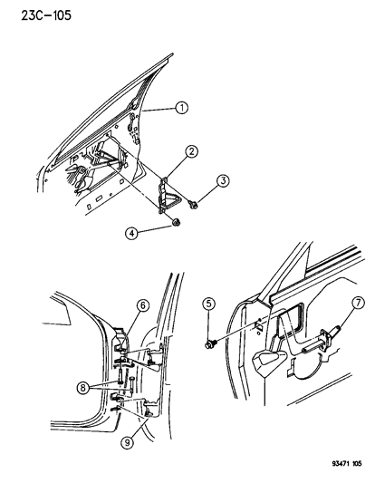 Door, Front Shell & Hinges - 1996 Chrysler LHS