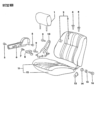 1991 Dodge Colt Front Seat - Right Diagram 2