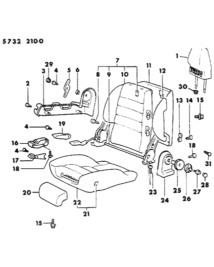 1985 Dodge Conquest Front Seat - High Back Bucket Diagram 2