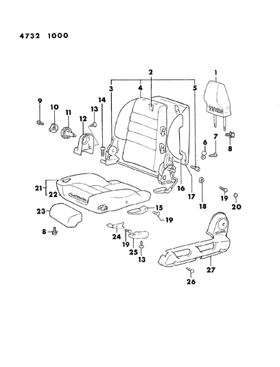 1984 Dodge Conquest Seat Left Front High Back Bucket Diagram