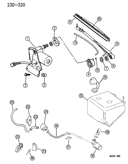 1996 Jeep Cherokee Rear Wiper & Washer Diagram